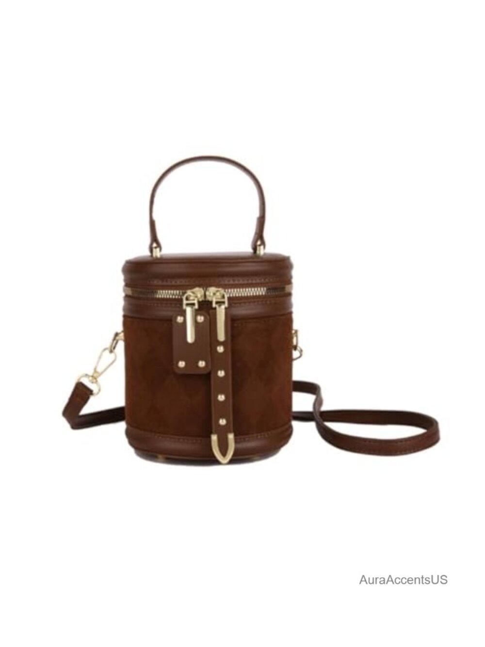 Quilted Suede PU Leather Cylinder Crossbody Bag Mini
